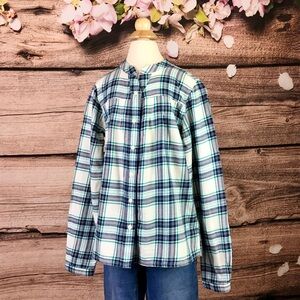 Gap Little Girls Cotton Plaid Sparkle Button-Down Shirt 10-11 years